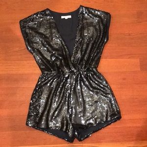 Blue sequin romper